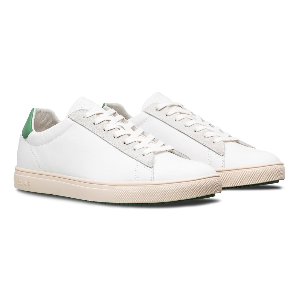 CLAE BRADLEY CALIFORNIA Shoes Mens USA142-E86 In White Leather Loden Green